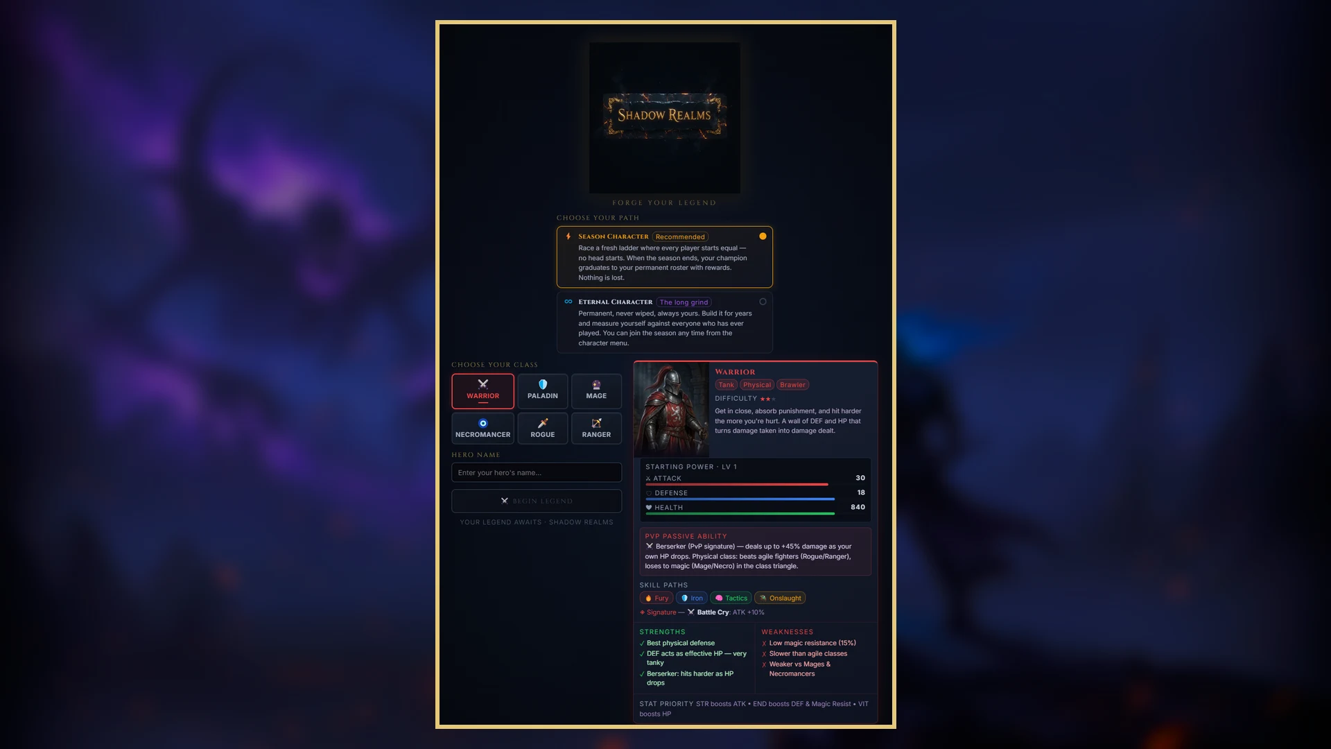 Shadow Realms battle screen