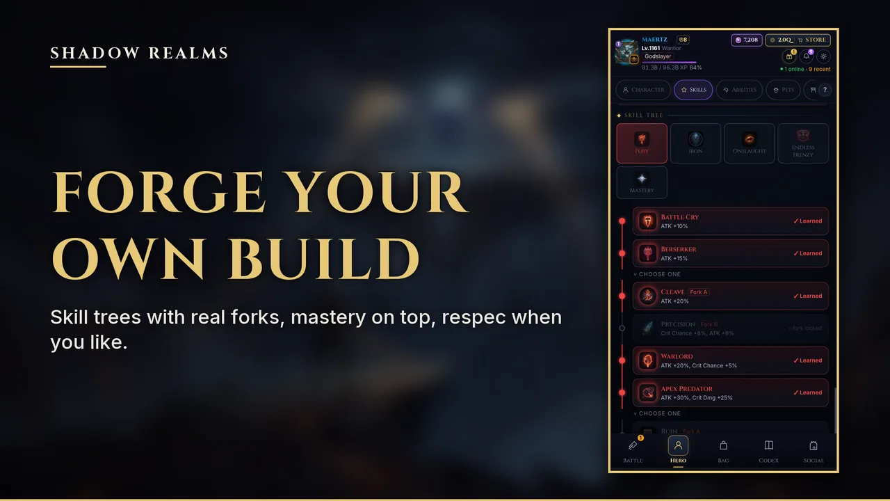 Forge your own build — the skill tree